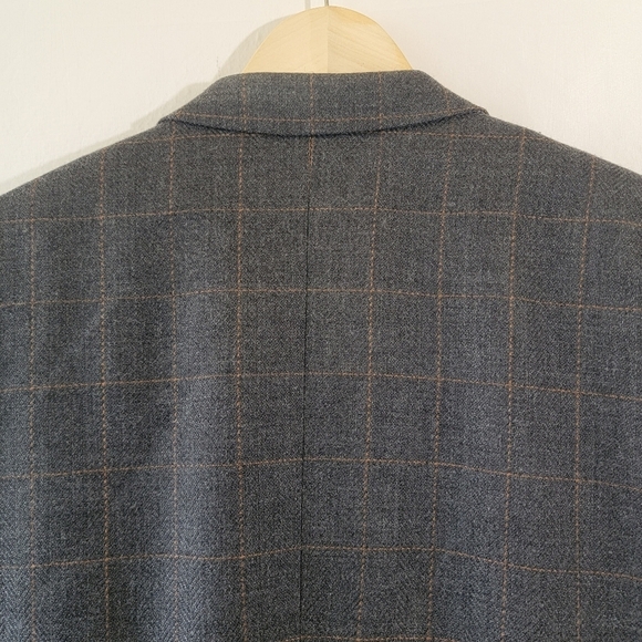 John Weitz Vintage Men's Wool Sport Coat Sz 48R Gray Plaid Three Button Lined - Picture 8 of 12